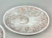 12" Round White Wash Nautilius Polyresin Plate