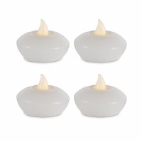 Set of Four 2" Round LED White Wax Floating Candles
