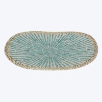 18" Oval Blue Capiz Mosaic Tray