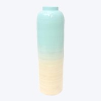 18" Light Blue and Natural Bamboo Vase