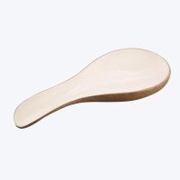 9" Brown Wood and Beige Enamel Spoon Rest