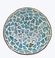 5" Blue Mosaic Capiz in a Coconut Shell