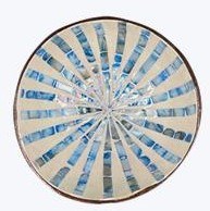 5" Blue Spokes Pattern Capiz in a Coconut Shell