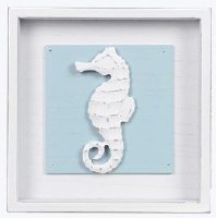 7" Sq Green Seahorse Framed Coastal Plaque