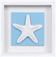 7" Sq Blue Starfish Framed Coastal Plaque