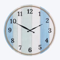 23" Round Blue, Green, and White Stripe Wall Clock