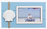 4" x 6" Blue and White Scallop Shell Coastal Picture Frame