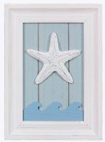 12" x 8" Starfish With Waves Framed Coastal Wall Plaque