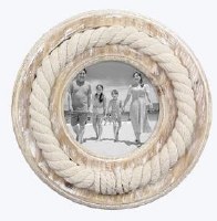 4" Round Light Brown Rope Picture Frame