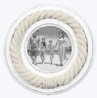 4" Round White Rope Picture Frame