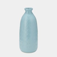 12" Aqua Circles Ceramic Vase