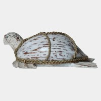 13" White Wash Coconut and Wood Sea Turtle