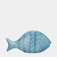 13" Blue Triangle Scale Ceramic Fish