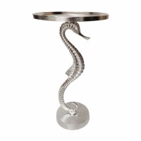 24" Silver Metal Seahorse End Table