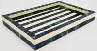9" x 13" Blue and White Striped Polyresin Tray