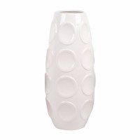 17" White Circles Ceramic Vase