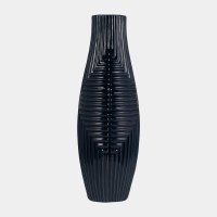20" Navy Lines Ceramic Vase