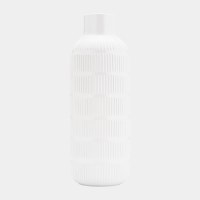 21" White Pearl Stripe Vase