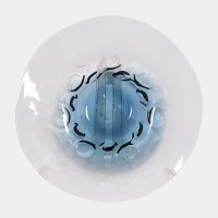 12" Round White and Blue Glass Platter