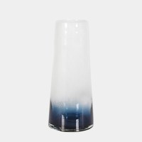 11" White and Blue Glass Vase