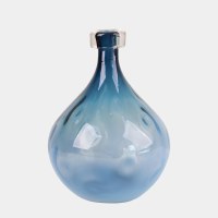 11" Blue Ombre Glass Dimpled Vase