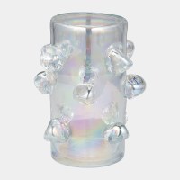 9" Clear Iridescent Globes Glass Vase