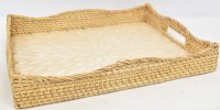 12" x 16" Natural Rattan and Capiz Rectangle Tray