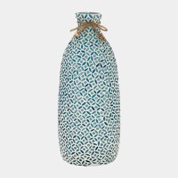 13" Blue Mosaic Glass Vase