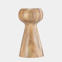 13" Brown Wood Taper Candleholder