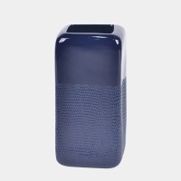 12" Navy Ceramic Square Groove Vase