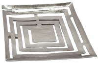 17" Square Silver Metal Openwork Tray