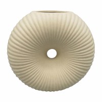 7" White Ribbed Ceramic Vase With a Hole