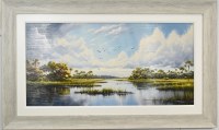 30" x 50" Marshland Serenity 2 Coastal Gel Textured Print in a Gray Wash Frame