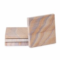 Set of Four 4" Square Rainbow Stone Coasters