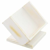 Square Distressed White Pedestal Coaster Holder