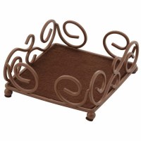 Brown Scroll Pattern Coaster Holder