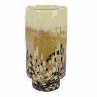 13" Cream, Amber, and Black Cylinder Glass Vase