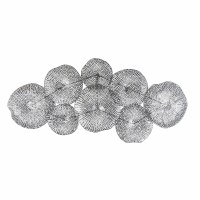 44" Silver Eight Lotus Leaves Metal Wall Art Plaque