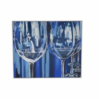 49" x 59" Blue Wine Glasses Framed Canvas