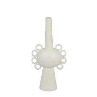 18" White Eight Ring Ceramic Modern Vase