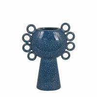 12" Dark Blue Eight Ring Ceramic Modern Vase