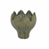 7" Green Flower Shaped Ceramic Vase