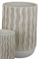 20" Distressed White Textured Striped Pot