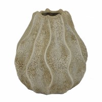 9" Distressed White Ceramic Textured Flange Vase