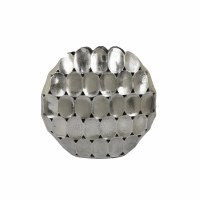 13" Silver Oval Pattern Metal Vase