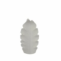 10" Distressed White Ceramic Tropical Leaf Vase