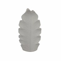 12" Distressed White Ceramic Tropical Leaf Vase