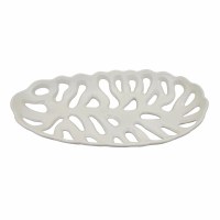 11" x 21" White Openwork Ceramic Platter