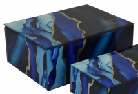 8" x 10" Dark Blue and Gold Swirl Glass Box