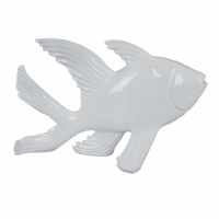 12" White Polyresin Long Fin Fish Statue